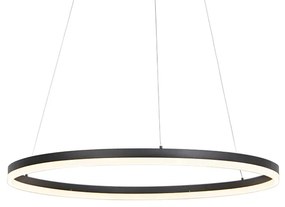 Lampada a sospensione ad anello di design nera 80cm con LED e dimmer - Anello