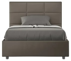 Letto una piazza e mezza con rete imbottito 120x200 similpelle cappuccino Mika