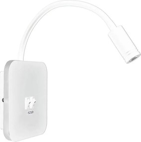 LED lampada da parete flessibile con USB BASE LED/8W + LED/2W/230V bianca