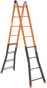 Scala Telescopica In Acciaio 4+5 Gradini Scaletto Allungabile Edilizia H. Max 4,40 Mt