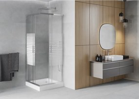 Mexen Rio cabina doccia quadrata 70 x 70 cm, fasce bianche, cromo + piatto doccia, bianco - 860-070-070-01-20-4510
