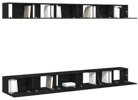Set di mobile tv in 6 pezzi in legno ingegnerizzato nero