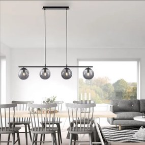 JUST LIGHT. 14604-18 - Lampadario a sospensione con filo WIDOW 4xE14/25W/230V nero