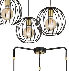 Lampadario Contemporaneo Omoikane Acciaio Nero 3 Luci E27 Ip20