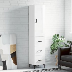 Credenza 34,5x34x180 Cm İn Legno Multistrato Bianco Lucido /