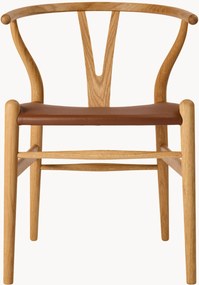 Sedia con braccioli in pelle CH24P