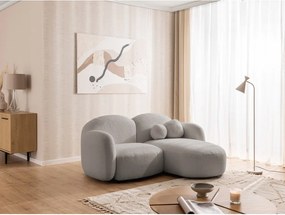 Divano angolare grigio (con penisola a destra/con chaise lounge) con rivestimento in bouclé Orbit – Ropez