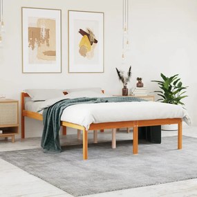 Letto Per Anziani Marrone Cera 140x200cm Legno Massello Di Pino /