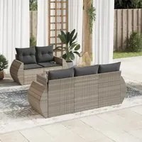 Set Divano da Giardino 6pz con Cuscini Grigio Chiaro Polyrattan 3253439