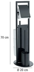 Porta carta igienica nero opaco in acciaio inox con supporto con spazzola Ravina – Wenko