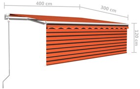 Tenda Automatica LED Sensore Vento 4x3 m Arancione Marrone