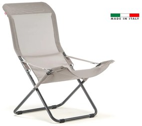 Sedia a sdraio da giardino in acciaio pieghevole Comfort FIAM, seduta in textilene tortora