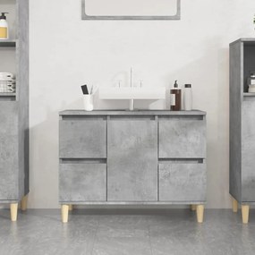Mobile Lavabo Grigio Cemento 80x33x60 Cm İn Legno Multistrato /