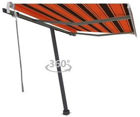 Tenda Da Sole Retrattile Manuale 350x250 Cm Arancione E Marrone /
