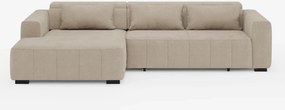 Doric Divano angolare con penisola e sedute allungabili con relax elettrico - poggiatesta reclinabili in tessuto smacchiabile T23