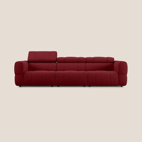 Giotto Divano modulare a 3 sedute con opzione relax elettrico in microfibra effetto velluto impermeabile T09 rosso