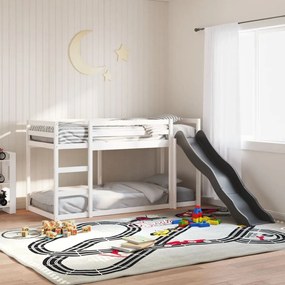 Letto A Castello Scivolo E Scala Bianco 90x190 Cm Legno Di Pino /