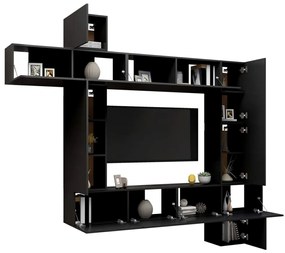 Set di Mobili Porta TV 9 pz Nero in Legno Multistrato