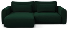 Divano angolare verde allungabile/con contenitore (con penisola a sinistra/con chaise lounge) con rivestimento in velluto Kapua – Makamii