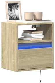 Mobile Tv A Parete Con Luci Led Rovere Sonoma 41x31x45 Cm /