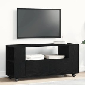 Mobile Porta Tv Con Ruote Rovere Nero 102x34,5x43 Cm Truciolato /