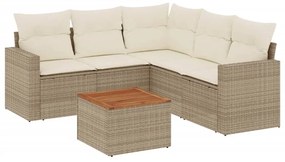 Set divano da giardino 6 pz con cuscini beige in polyrattan