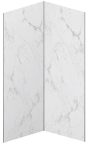 Pannello per parete da doccia effetto marmo bianco in alluminio con profili 2xL90xH210 cm - Lotto di 2 - ENEKO