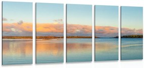 Quadri 5 pezzi – Lago e tramonto