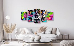 Quadri 5 pezzi – Teschio artistico colorato
