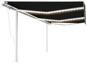 Tenda Da Sole Automatica Sensore Vento E Led 6x3,5 M Antracite /