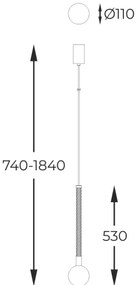 Zuma Line P0583-01A-2GHF - Lampadario a sospensione con filo MIDA 1xG9/6W/230V ottone