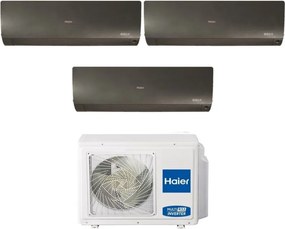 Climatizzatore Condizionatore Haier Trial Split Inverter serie FLEXIS PLUS BLACK 9+9+12 con 3U55S2SR3FA R-32 Wi-Fi Integrato Colore Nero