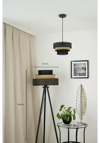Brilagi - Lampada da terra DAKOTA LUNETA 1xE27/15W/230V nero/rattan