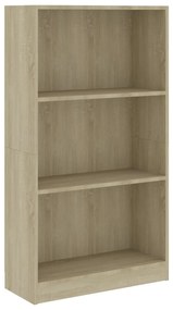 Libreria a 3 ripiani sonoma 60x24x109 cm in legno multistrato