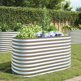 Letto Rialzato Giardino 160x80x81 Cm İn Acciaio Zincato Argento /