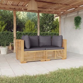 Divani angolari da giardino con cuscini 2pz legno massello teak