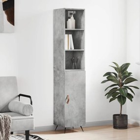 Credenza grigio cemento 34,5x34x180 cm in legno multistrato