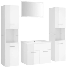 Set mobili da bagno bianco lucido in legno multistrato