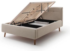 Letto matrimoniale imbottito beige con contenitore con rete inclusa 140x200 cm Lotte – Meise Möbel