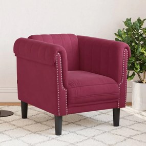 Poltrona Rosso Vino İn Velluto /