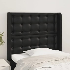 Testiera Ad Orecchio Nera 93x16x118/128 Cm İn Similpelle /