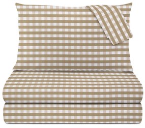 Completo letto matrimoniale quadretti beige