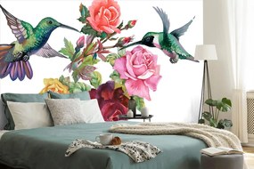 Carta da parati – Colibrì con fiori