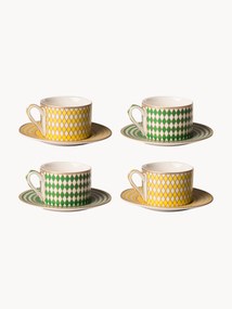 Set di 4 tazze da caffè con piattino Chess