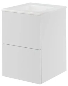 Mobile da bagno sotto lavabo SENSEA Neo bianco laccato L 45 x H 64 x P 48 cm 2 cassetti, lavabo non incluso
