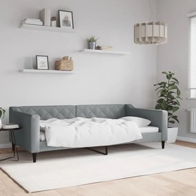 Letto Da Giorno Grigio Chiaro 100x200 Cm İn Tessuto /