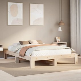 Letto Senza Materasso 140x200 Cm İn Legno Massello Di Pino /