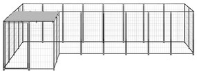 Gabbia per cani nera 6,05 m² in acciaio