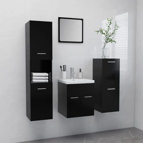 Set Mobili Da Bagno Nero İn Legno Multistrato /