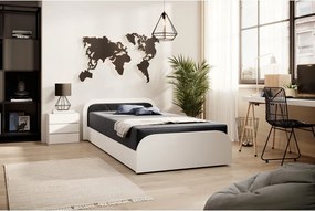 Letto singolo imbottito/in truciolato bianco/grigio scuro con contenitore e materasso inclusi 80x190 cm Parys – ELTAP